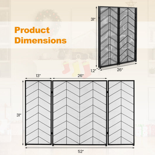 52 x 31 Inch Fireplace Screen-Black LuxuryLifeWay Online Store