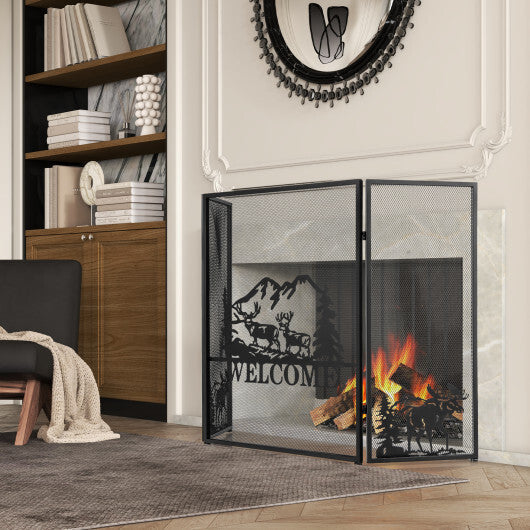 52 x 31 Inch Fireplace Screen-Black LuxuryLifeWay Online Store