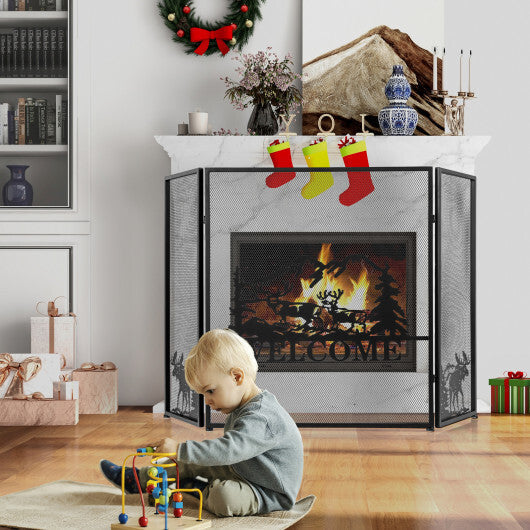 52 x 31 Inch Fireplace Screen-Black LuxuryLifeWay Online Store