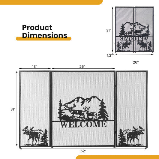 52 x 31 Inch Fireplace Screen-Black LuxuryLifeWay Online Store