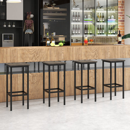 Set of 4 Bar Stool Set 26 Inch Bar Chair with Metal Legs and Footrest-Rustic Brown LuxuryLifeWay Online Store
