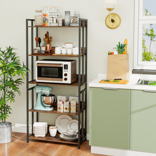 5-Tier Bookshelf with Adjustable and Tiltable Shelves-Rustic Brown LuxuryLifeWay Online Store