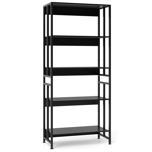 5-Tier Bookshelf with Adjustable and Tiltable Shelves-Rustic Brown LuxuryLifeWay Online Store