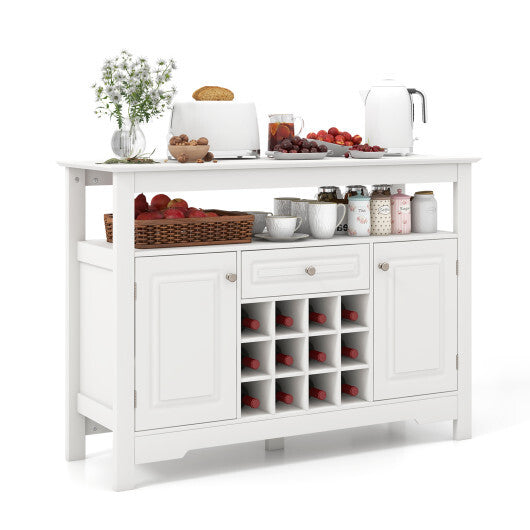 Buffet Sideboard Wine Liquor Coffee Bar Cabinet with Removable Wine Rack-White LuxuryLifeWay Online Store