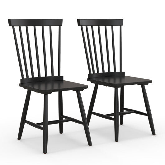 Set of 2 Windsor Dining Chairs with High Spindle Back-Black LuxuryLifeWay Online Store