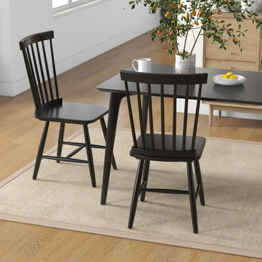 Set of 2 Windsor Dining Chairs with High Spindle Back-Black LuxuryLifeWay Online Store