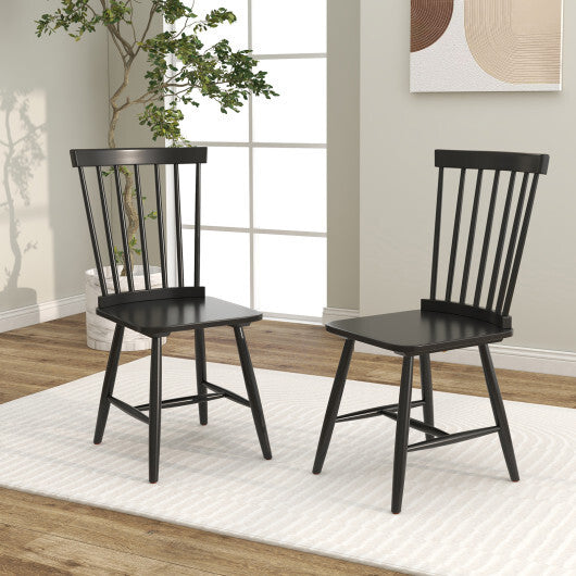 Set of 2 Windsor Dining Chairs with High Spindle Back-Black LuxuryLifeWay Online Store