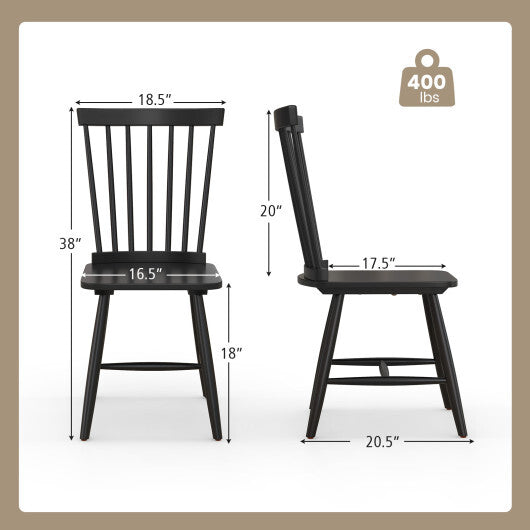 Set of 2 Windsor Dining Chairs with High Spindle Back-Black LuxuryLifeWay Online Store