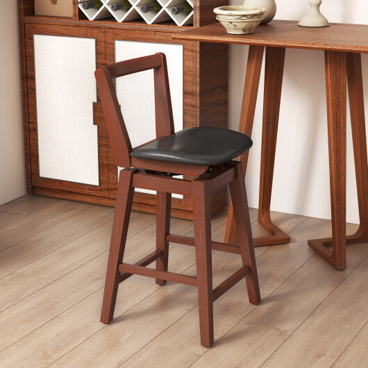 Swivel Upholstered PU Leather Stool with Backrest and Cushioned Seat-30.5 inches LuxuryLifeWay Online Store