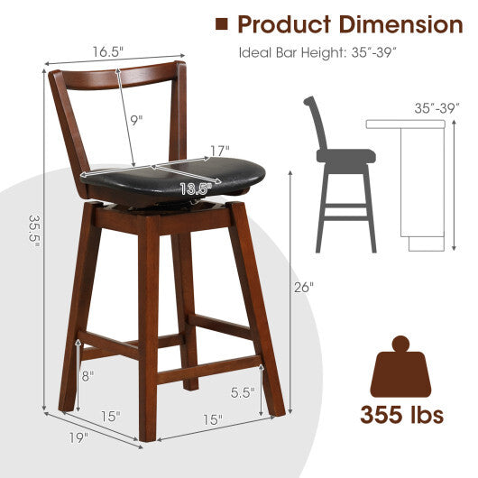 Swivel Upholstered PU Leather Stool with Backrest and Cushioned Seat-30.5 inches LuxuryLifeWay Online Store