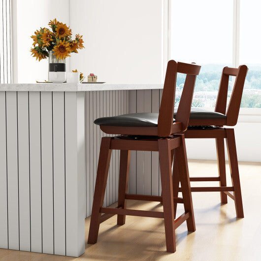 Swivel Upholstered PU Leather Stool with Backrest and Cushioned Seat-30.5 inches LuxuryLifeWay Online Store