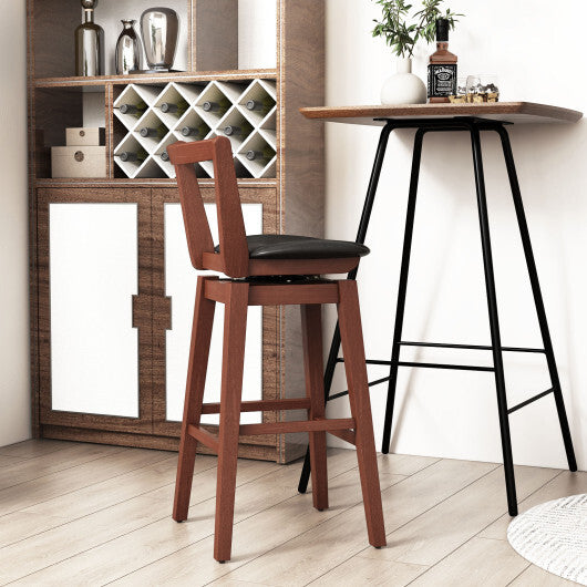 Swivel Upholstered PU Leather Stool with Backrest and Cushioned Seat-30.5 inches LuxuryLifeWay Online Store
