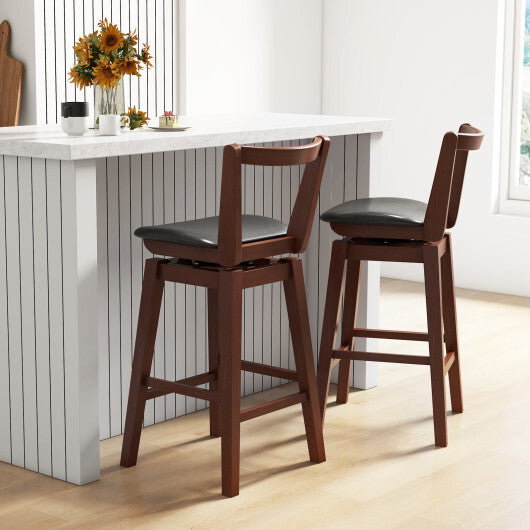 Swivel Upholstered PU Leather Stool with Backrest and Cushioned Seat-30.5 inches LuxuryLifeWay Online Store