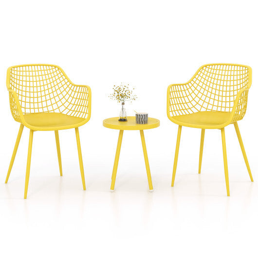 3 Piece Patio Chair Set with PP Seat and Tabletop for Porch-Green LuxuryLifeWay Online Store