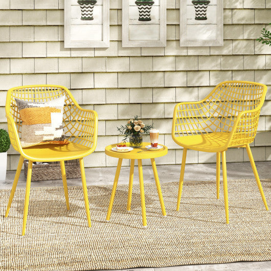 3 Piece Patio Chair Set with PP Seat and Tabletop for Porch-Green LuxuryLifeWay Online Store