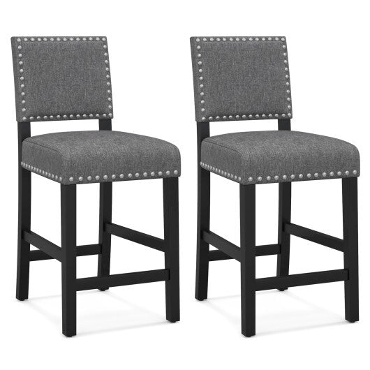 38.5/43.5 Inch Set of 2 Counter Height Chairs with Solid Rubber Wood Frame-S LuxuryLifeWay Online Store