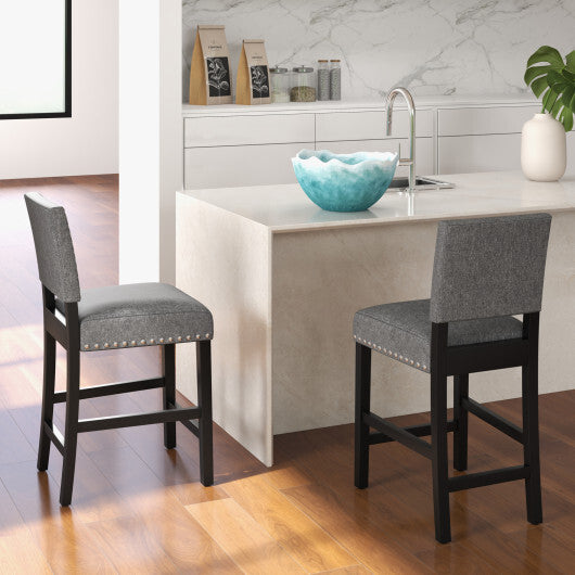 38.5/43.5 Inch Set of 2 Counter Height Chairs with Solid Rubber Wood Frame-S LuxuryLifeWay Online Store