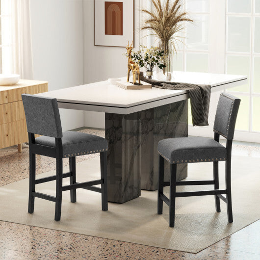 38.5/43.5 Inch Set of 2 Counter Height Chairs with Solid Rubber Wood Frame-S LuxuryLifeWay Online Store
