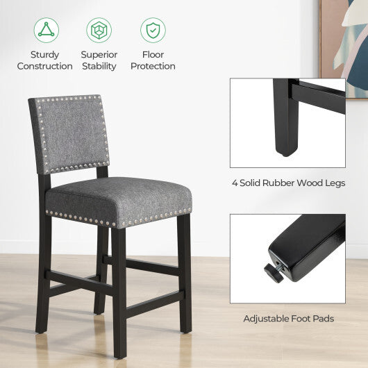 38.5/43.5 Inch Set of 2 Counter Height Chairs with Solid Rubber Wood Frame-S LuxuryLifeWay Online Store