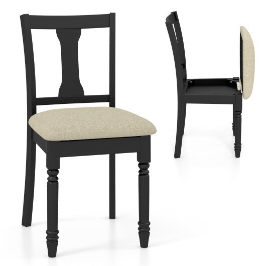 Set of 2 Kitchen Dining Chair with Linen Fabric and Storage Space-Brown LuxuryLifeWay Online Store