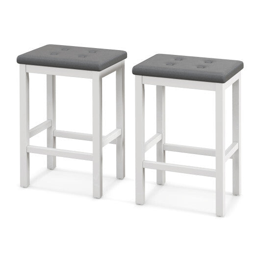 24 Inch Bar Stools with Padded Seat Footrest and Rubber Wood Frame-Brown LuxuryLifeWay Online Store