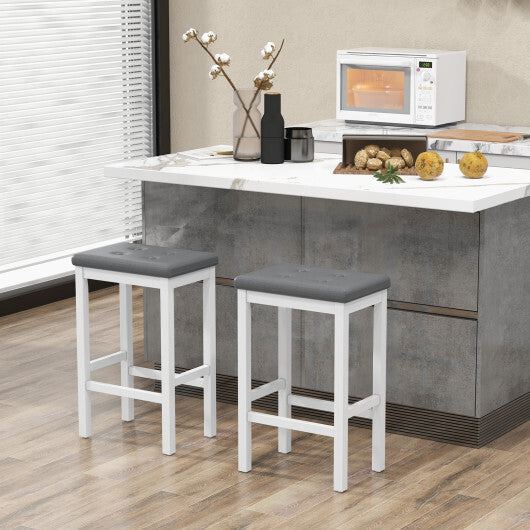24 Inch Bar Stools with Padded Seat Footrest and Rubber Wood Frame-Brown LuxuryLifeWay Online Store
