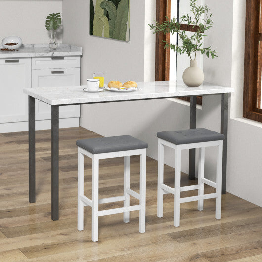 24 Inch Bar Stools with Padded Seat Footrest and Rubber Wood Frame-Brown LuxuryLifeWay Online Store