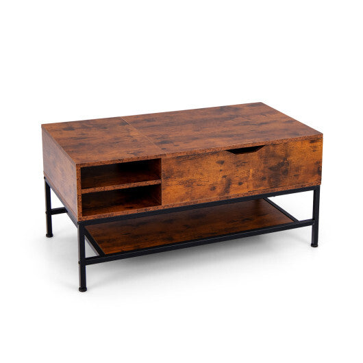 Lift Top Coffee Table with Hidden Compartment and Removable Storage Shelf-Rustic Brown LuxuryLifeWay Online Store