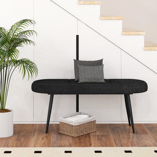 47 Inch Upholstered Entryway Bench with Heavy-duty Metal Frame-Gray LuxuryLifeWay Online Store