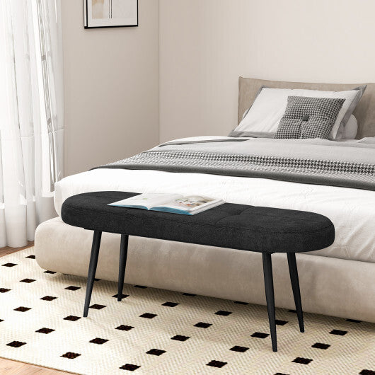 47 Inch Upholstered Entryway Bench with Heavy-duty Metal Frame-Gray LuxuryLifeWay Online Store