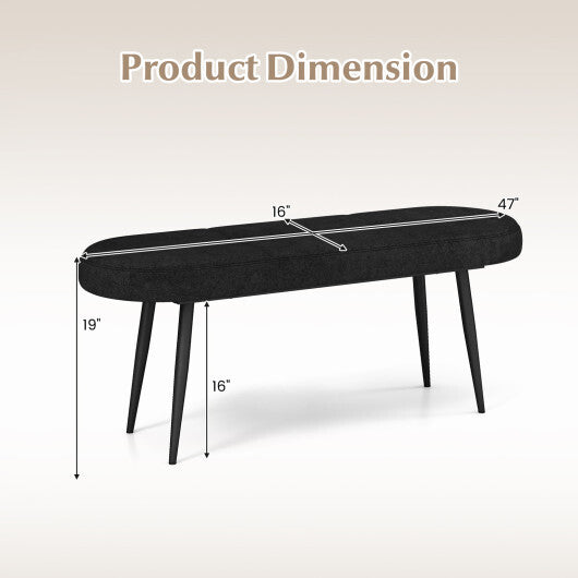 47 Inch Upholstered Entryway Bench with Heavy-duty Metal Frame-Gray LuxuryLifeWay Online Store