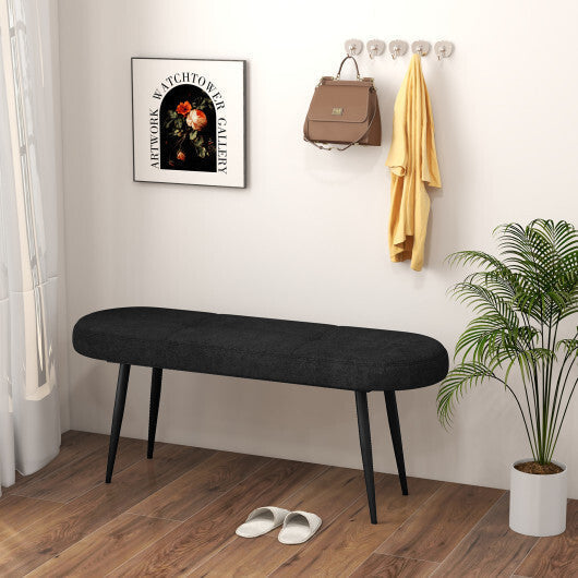47 Inch Upholstered Entryway Bench with Heavy-duty Metal Frame-Gray LuxuryLifeWay Online Store