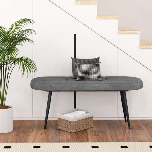 47 Inch Upholstered Entryway Bench with Heavy-duty Metal Frame-Gray LuxuryLifeWay Online Store