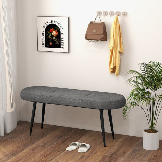 47 Inch Upholstered Entryway Bench with Heavy-duty Metal Frame-Gray LuxuryLifeWay Online Store