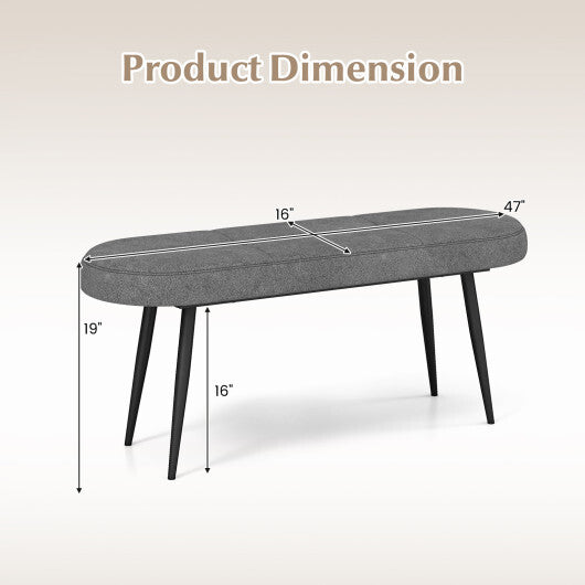 47 Inch Upholstered Entryway Bench with Heavy-duty Metal Frame-Gray LuxuryLifeWay Online Store
