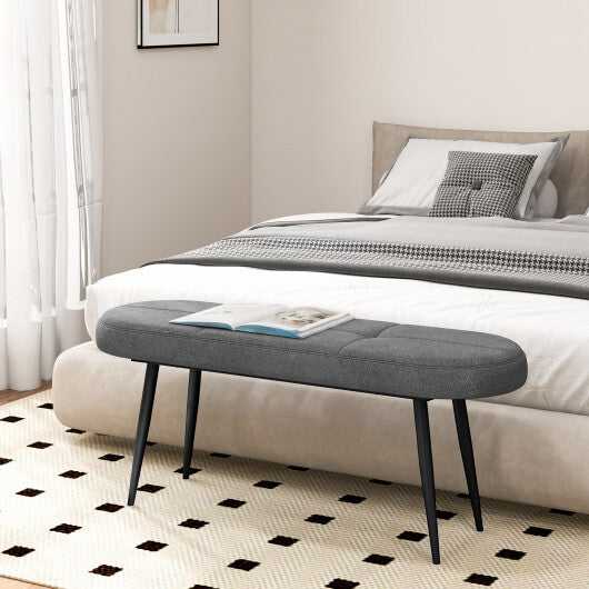 47 Inch Upholstered Entryway Bench with Heavy-duty Metal Frame-Gray LuxuryLifeWay Online Store