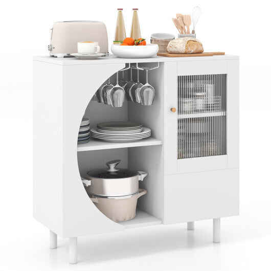 Kitchen Sideboard with Glasses Holder for Living Room Dining Room-White LuxuryLifeWay Online Store