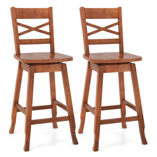 Swivel 24-Inch Counter Height Stool Set of 2 with Inclined Backrest-Cream LuxuryLifeWay Online Store