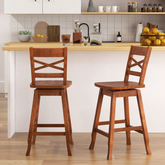 Swivel 24-Inch Counter Height Stool Set of 2 with Inclined Backrest-Cream LuxuryLifeWay Online Store