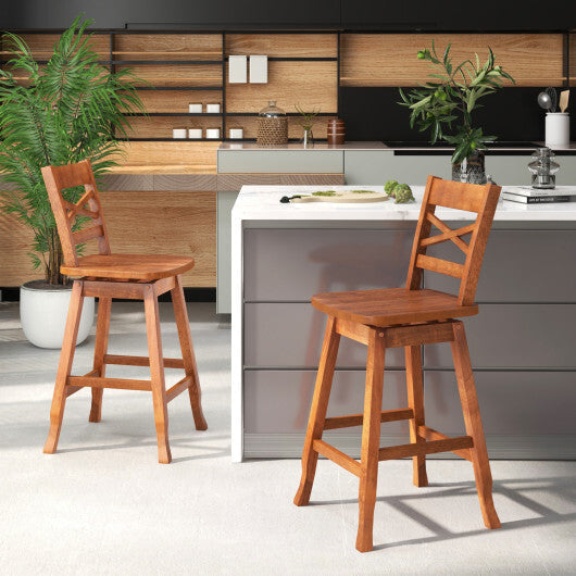 Swivel 24-Inch Counter Height Stool Set of 2 with Inclined Backrest-Cream LuxuryLifeWay Online Store