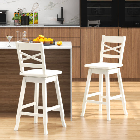 Swivel 24-Inch Counter Height Stool Set of 2 with Inclined Backrest-Cream LuxuryLifeWay Online Store