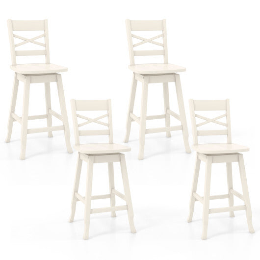 Swivel 24-Inch Counter Height Stool Set of 2 with Inclined Backrest-Cream LuxuryLifeWay Online Store