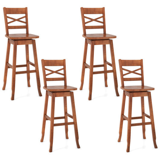 Swivel 30-Inch Bar Height Stool Set of 2 with Footrest-Cream White