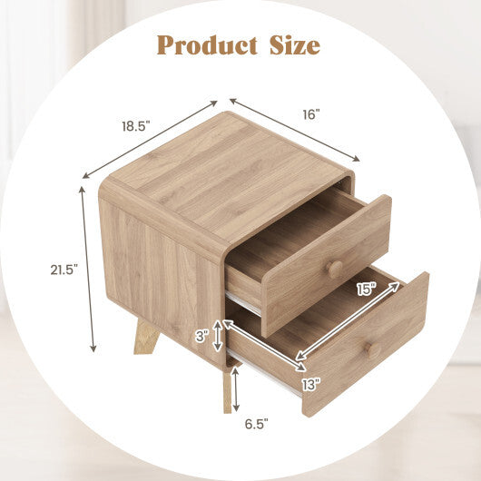 Nightstand with 2 Drawers Solid Rubber Wood Legs-White LuxuryLifeWay Online Store