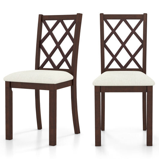 Dining Chair Set of 2 Wood Kitchen Chairs with Upholstered Seat Cushion and Rubber Wood Legs-Brown LuxuryLifeWay Online Store