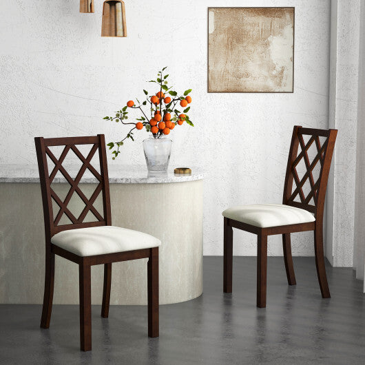 Dining Chair Set of 2 Wood Kitchen Chairs with Upholstered Seat Cushion and Rubber Wood Legs-Brown LuxuryLifeWay Online Store