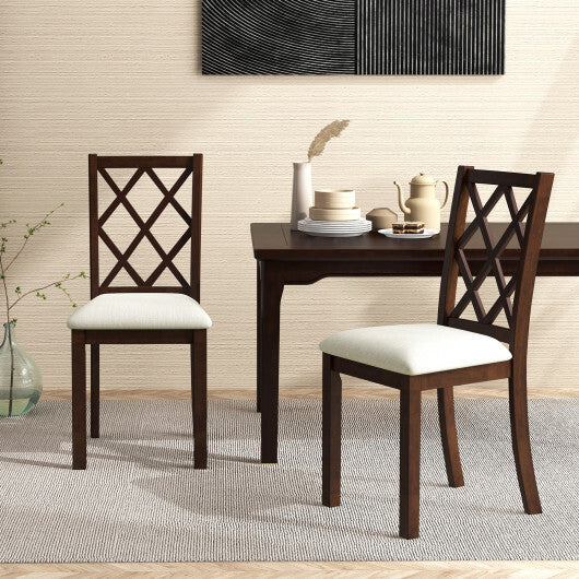 Dining Chair Set of 2 Wood Kitchen Chairs with Upholstered Seat Cushion and Rubber Wood Legs-Brown LuxuryLifeWay Online Store