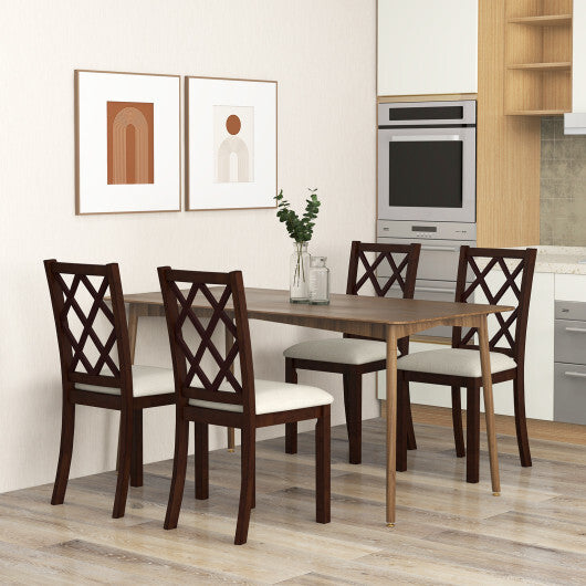 Dining Chair Set of 2 Wood Kitchen Chairs with Upholstered Seat Cushion and Rubber Wood Legs-Brown LuxuryLifeWay Online Store