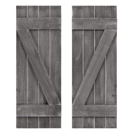 36 x 13 Inch Farmhouse Paulownia Wood Window Shutters Set of 2 for Windows-Light Brown