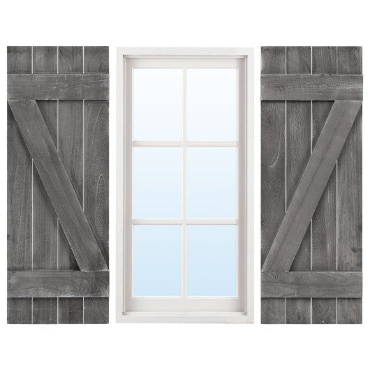 36 x 13 Inch Farmhouse Paulownia Wood Window Shutters Set of 2 for Windows-Light Brown